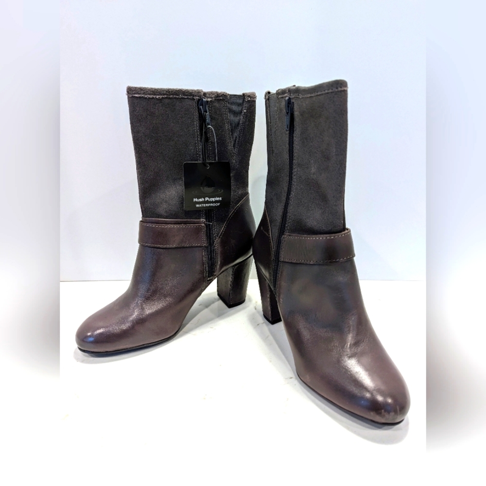 Hush Puppies waterproof women's size 7 Thinsulate Dark grey faux leather suede